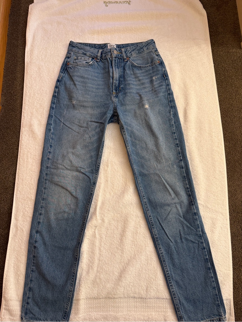 BOG High-Rise Straight Leg Jeans in Blue Denim